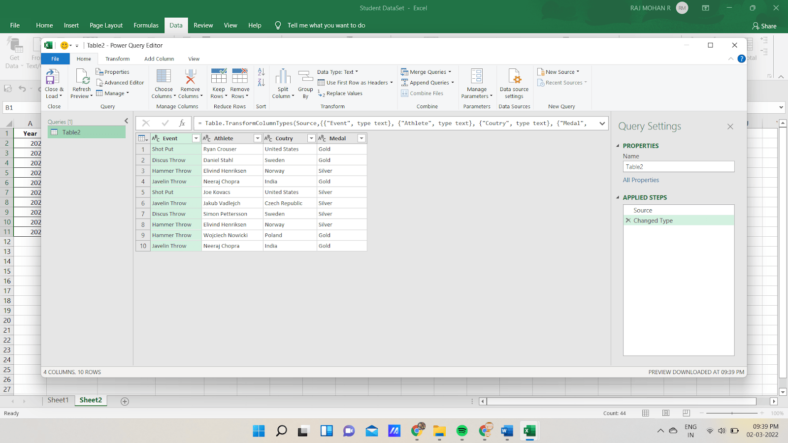 Power Query Table Will Be Appeared.