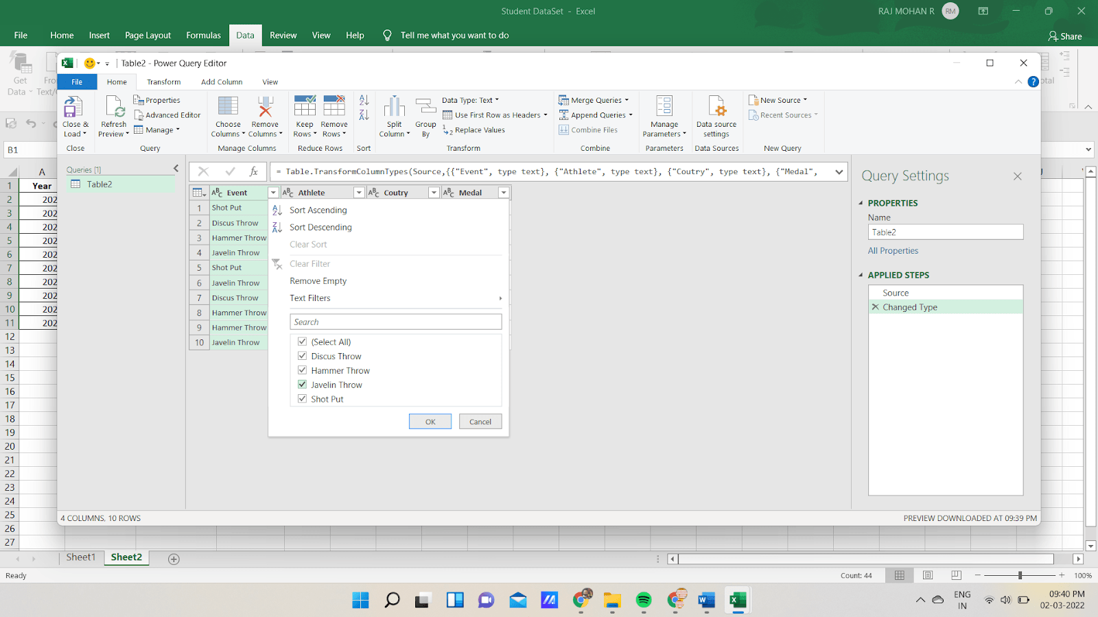 Right-Click On The Particular Column Header And You Can Select More Than One Column Using The Ctrl Button