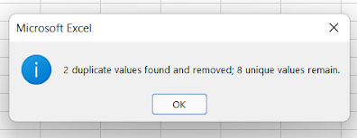 Shows The Summary Of How Many Duplicate Values Are Found And Removed Along With The Count Of Unique Values