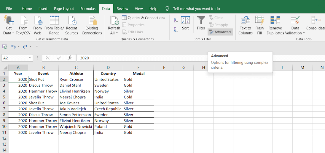 Advanced Filter Option