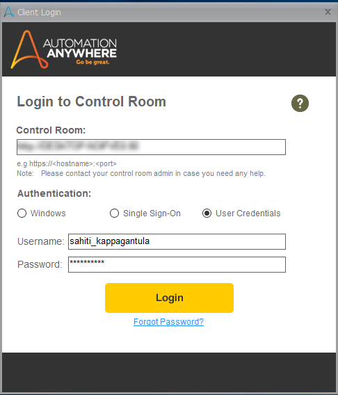 Automation Anywhere Client