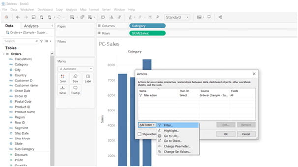 Filter From The Add Actions